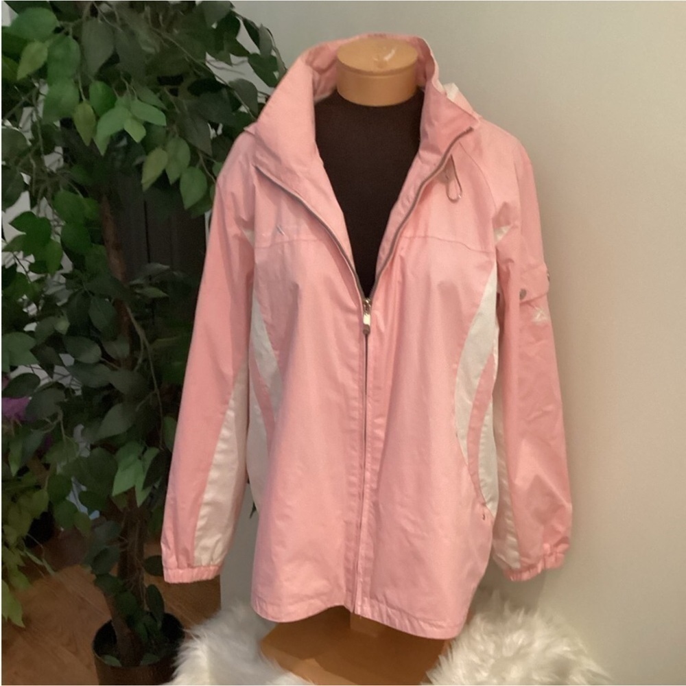 ZeroXposure Woman’s XXL full zip pink & white jacket with hood & pockets